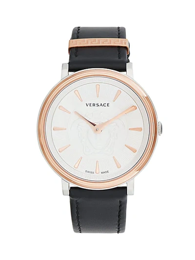 Versace Goldtone Stainless Steel & Leather-strap Watch