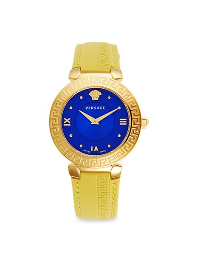 Versace Goldtone Stainless Steel & Leather-strap Watch