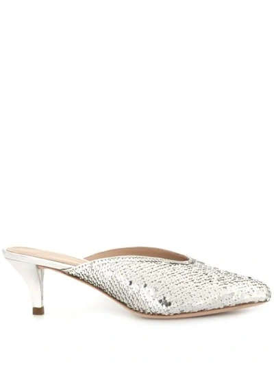 Loeffler Randall Women's Juno Sequin Kitten Heel Slides In Silver