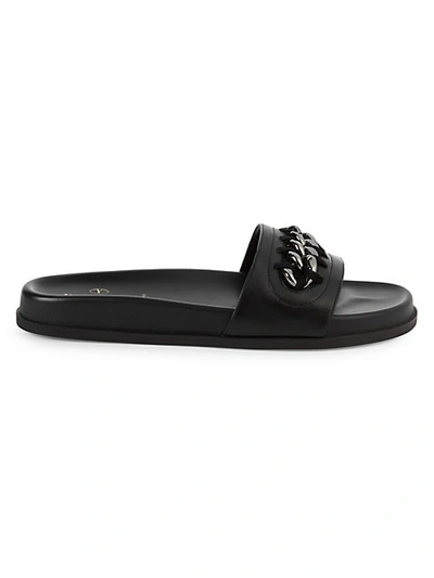 Valentino Garavani Embellished Leather Slides In Water Rose