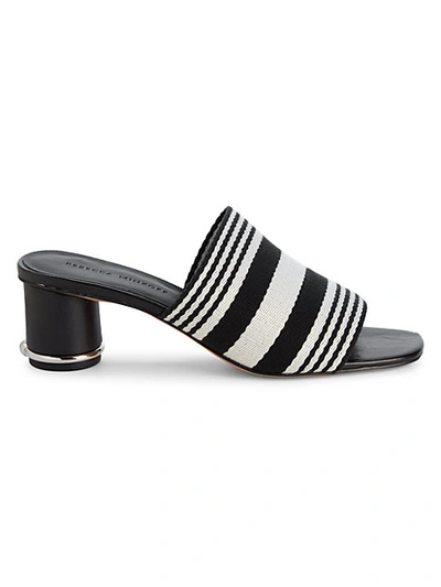 Rebecca Minkoff Aceline Striped Cylinder-heel Mule Sandals In Black