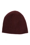 Portolano Cashmere Ribbed Beanie In New Wine