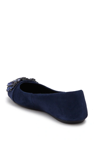 Karl Lagerfeld Viola Embellished Leather Ballet Flat In Navy