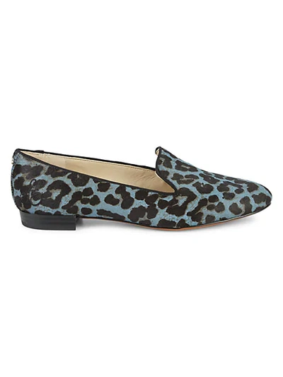 Sam Edelman Jordy Leopard Calf Hair Loafers In Blue