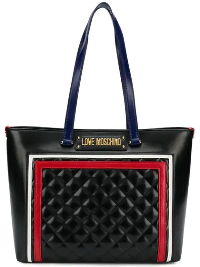 Love Moschino Multicolor Quilted Tote In Black