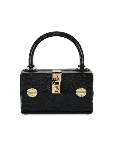 Dolce & Gabbana Leather Top Handle Box Bag In Black