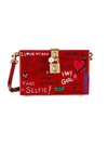 Dolce & Gabbana Graffiti Lock Box Crossbody In Red