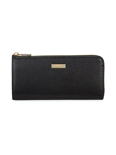 Furla Textured Leather Zip-around Wallet In Onyx