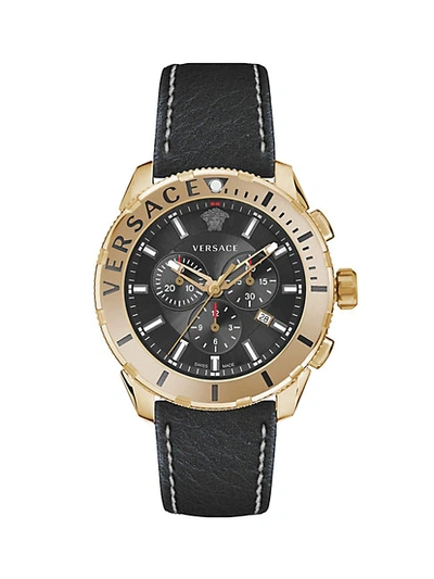 Versace Stainless Steel & Leather-strap Chronograph Watch