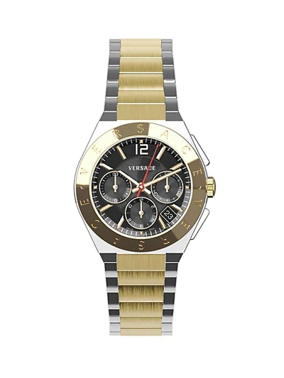 Versace Landmark Round Two-tone Stainless Steel Chronograph Watch