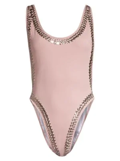Norma Kamali Marissa Studded One-piece Swimsuit In Rose