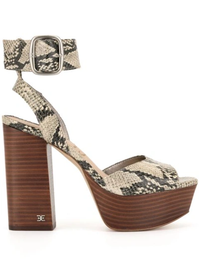 Sam Edelman Rain Snakeskin-embossed Leather Platform Sandals In Neutrals