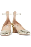 Valentino Garavani Women's Tango Metallic Leather Ankle-strap Pumps In Platinum