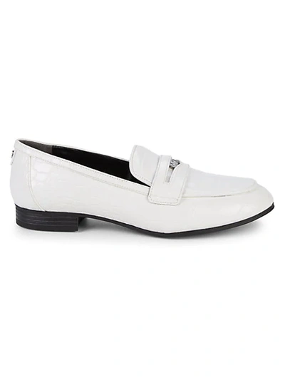 Circus By Sam Edelman Hannon Croc-embossed Penny Loafers In White