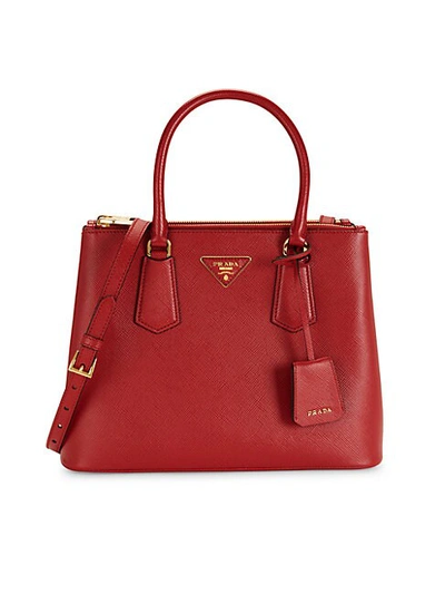 Prada Small Leather Satchel In Red