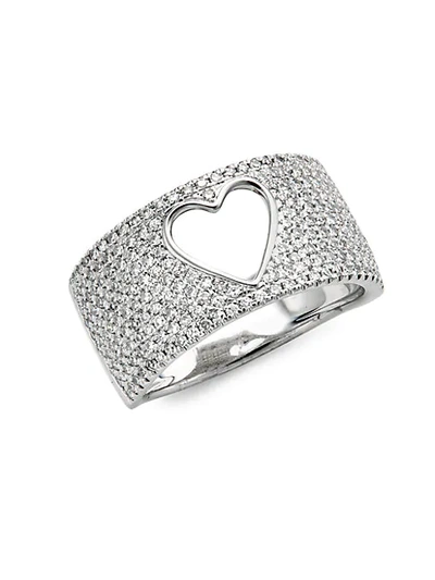 Saks Fifth Avenue 14k White Gold Diamond Heart Cutout Ring