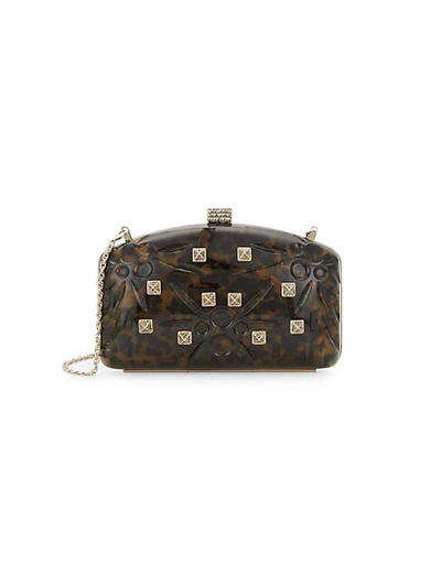 Valentino Garavani Studded Convertible Clutch In Brown