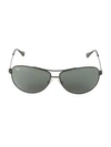 Ray Ban 63mm Gunmetal-tone Aviator Sunglasses In Black