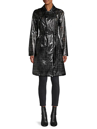 Karl Lagerfeld Belted Zip-up Coat In Black