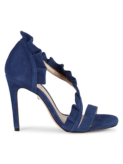 Schutz Aime Suede D'orsay High-heel Sandals In Dress Blue