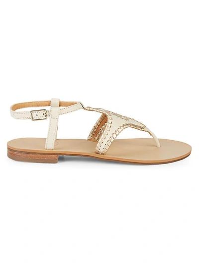 Jack Rogers Maci Leather Sandals In Bone Gold