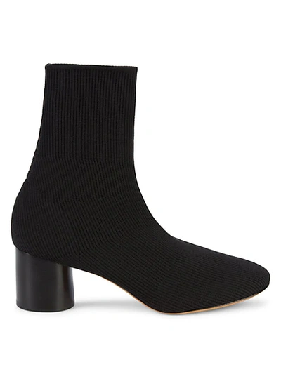 Vince Women's Tasha Rib-knit Cylinder Heel Sock Booties In Black Suede
