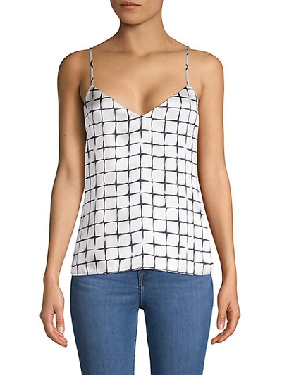 L Agence Printed Silk Tank Top In Ivory