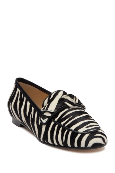 Alexandre Birman Becky Pipe Genuine Calf Hair Zebra Print Loafers In Zebra Black