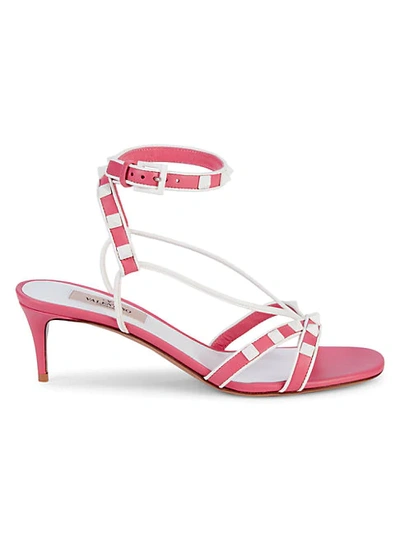 Valentino Garavani Embellished Leather Heeled Sandals In Shadow Pink