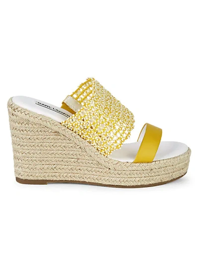 Karl Lagerfeld Celie Cutout Leather Espadrille Sandals In Canary