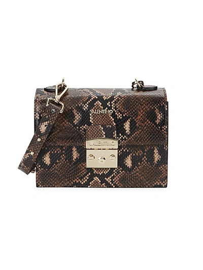 Valentino By Mario Valentino Etienne Python-print Leather Crossbody Bag In Oak