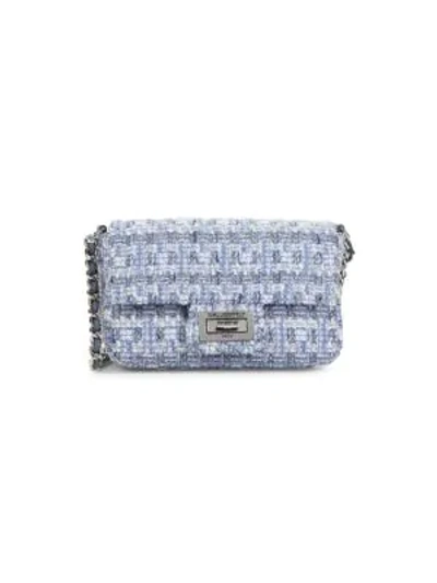 Karl Lagerfeld Mini Agyness Tweed Shoulder Bag In Black