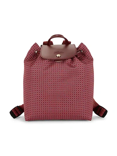 Longchamp Dandy Leather-trim Printed Backpack In Red