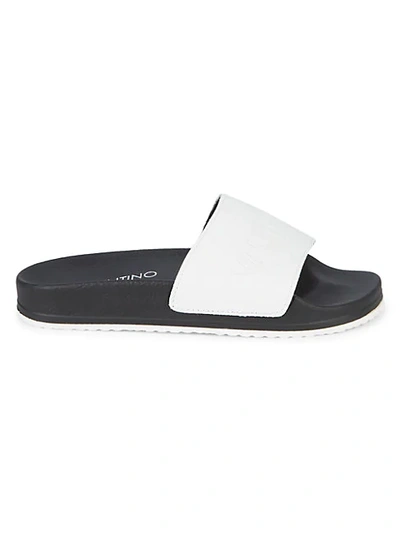 Valentino By Mario Valentino Samantha Leather Pool Slides In White