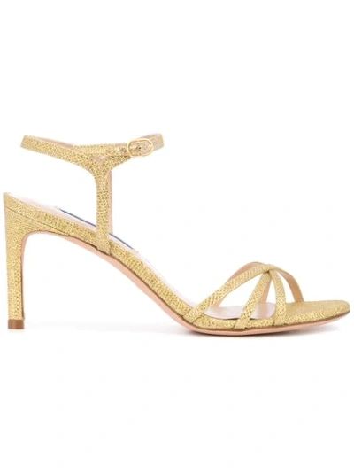 Stuart Weitzman Starla Glitter Sandals In Gold
