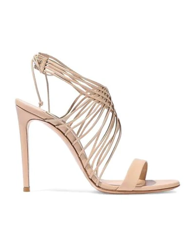 Casadei Leather Stiletto Sandals In Pale Pink
