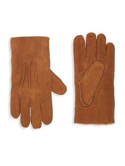 Portolano Shearling-lined Suede Gloves In Acorn