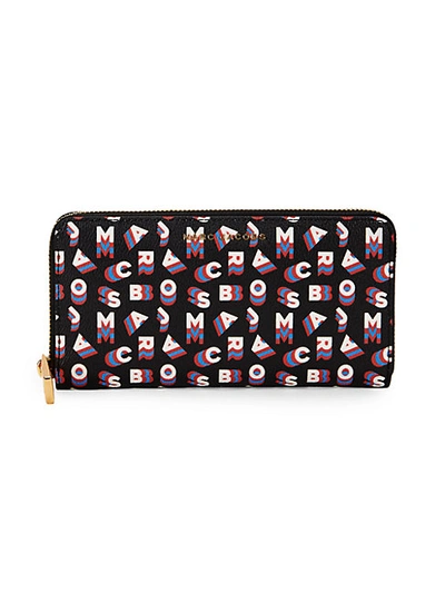Marc Jacobs Logo Print Continental Wallet In Black Multi