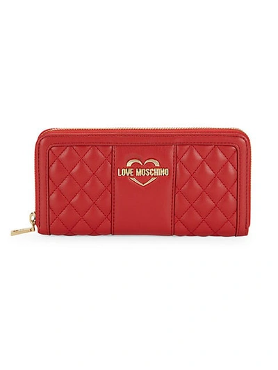Love Moschino Quilted Zip-around Wallet In Gold