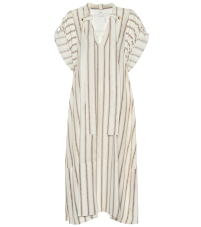 Chloé Striped Silk Crêpe Dress In Brown