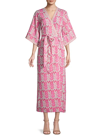 Alexia Admor Printed Kimono Maxi Wrap Dress In Pink
