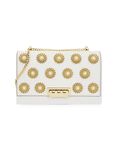 Zac Zac Posen Large Eartha Faux-pearl Embellished Leather Shoulder Bag In Natural