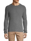 Amicale Men's Cashmere Ribbed Crewneck Sweater In Charcoal