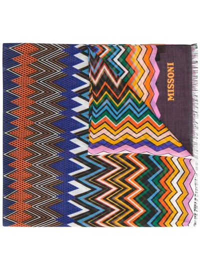 Missoni Abstract-print Scarf In Blue