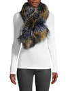 Adrienne Landau Silver Fox Fur Pull-through Camo Scarf In Teal