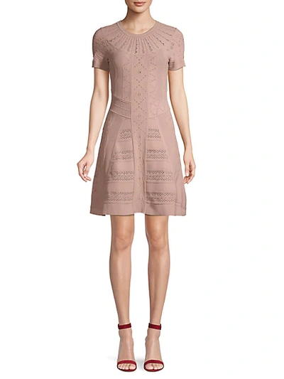 Valentino Crochet Mini A-line Dress In Poudre