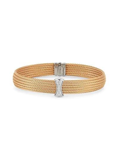 Alor 18k Rose Gold Stainless Steel Diamond Cable Cuff