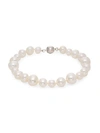 Belpearl 925 Sterling Silver & 7mm-10mm White Off-round Pearl Bracelet