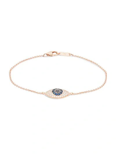 Nephora 14k Rose Gold, Diamond & Sapphire Evil Eye Bracelet