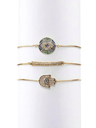 Eye Candy La Luxe Cici Hamsa Crystal 3-piece Bracelet Set